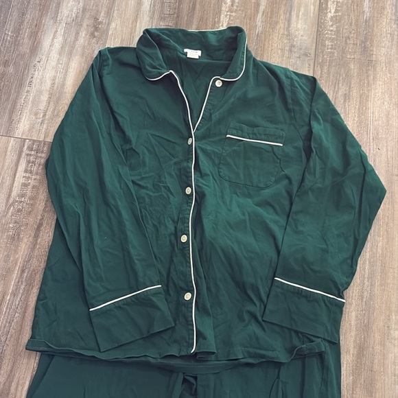J. Crew Vibrant Green Pajama Set XL - Picture 2 of 5